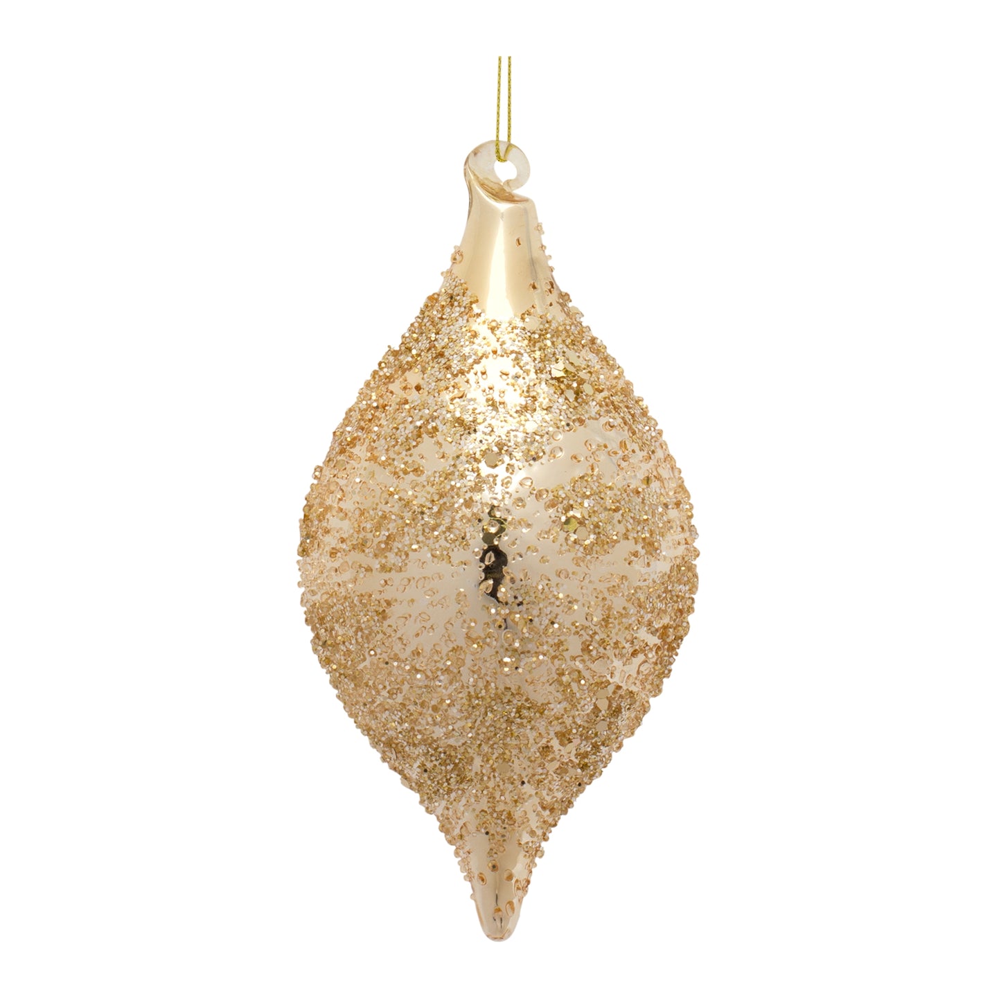 Gold & Glitter Large Glass Ornament Round or Finial: 5.25"H, 6.25"H