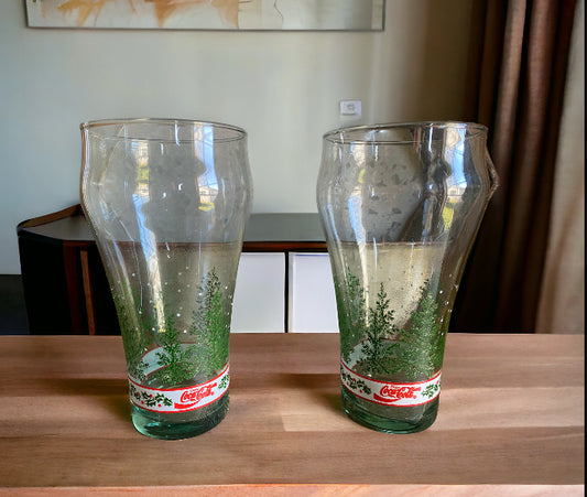 Vintage Christmas Coca Cola Glasses