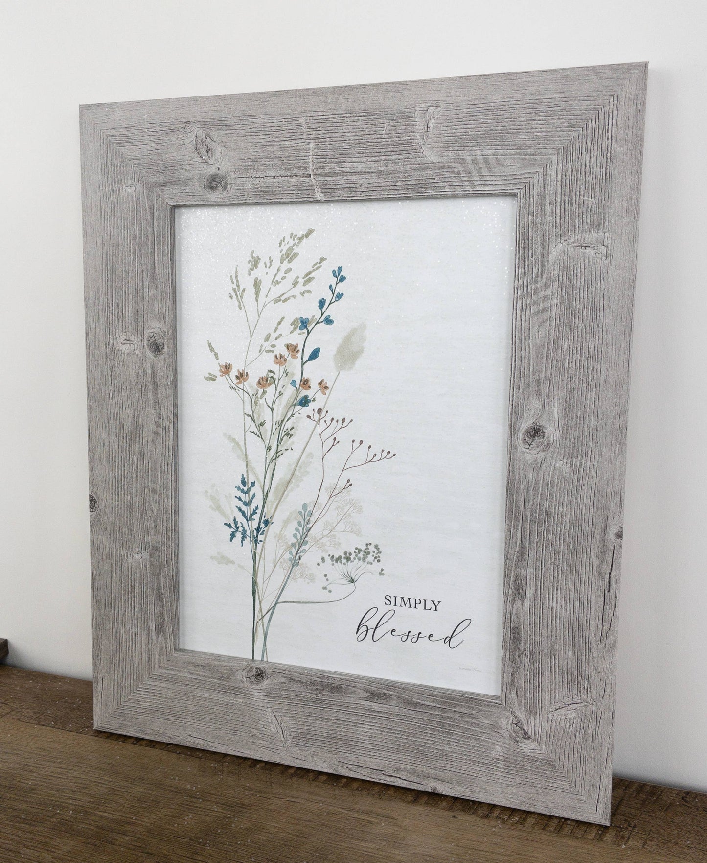 Simply Blessed  Floral Flower Farmhouse Look Art Sign