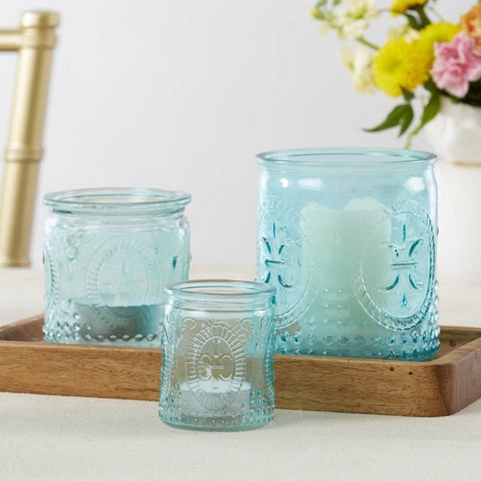 Nesting Vintage Blue Glass Tea Light Holder (Set of 3)