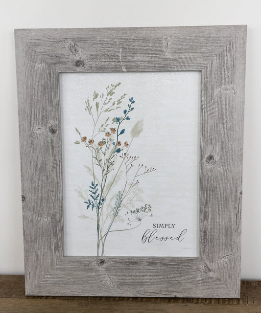 Simply Blessed  Floral Flower Farmhouse Look Art Sign