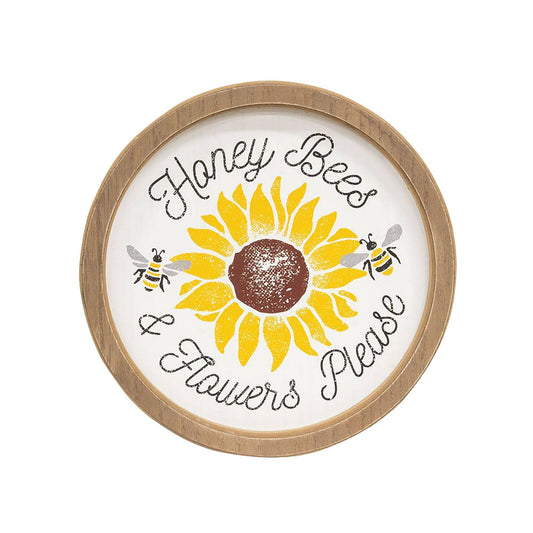 Honey Bees & Flowers Please Sunflower Circle Frame