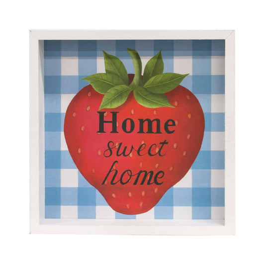 Home Sweet Home Strawberry Framed Box Sign