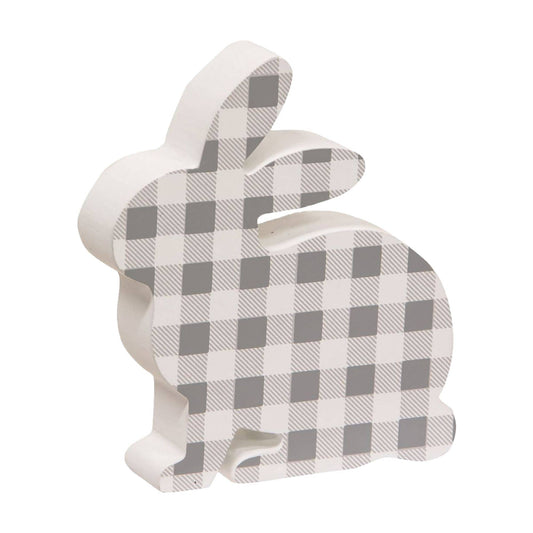 Gray & White Buffalo Check Chunky Bunny