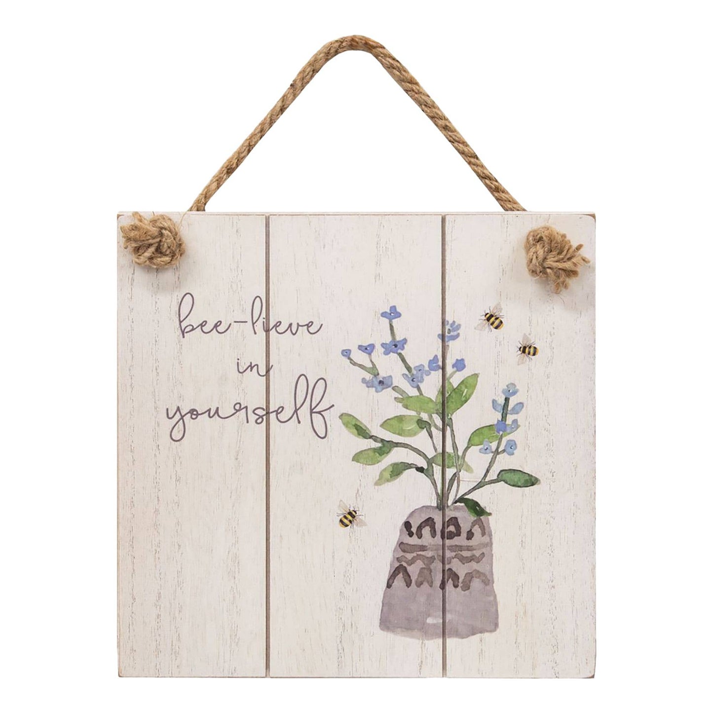 Bee-lieve in Yourself Distressed Shiplap Sign