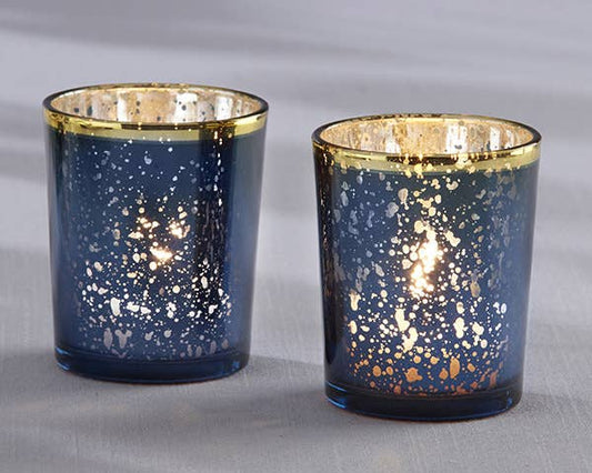 Blue Mercury Glass Tea Light Holder (Set of 4)