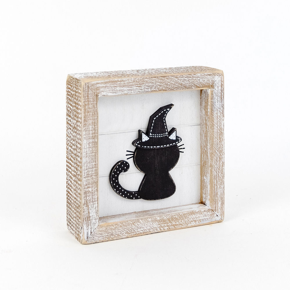 Reversible TURKEY/BLACK CAT wooden shiplap frame 5x5x1.5