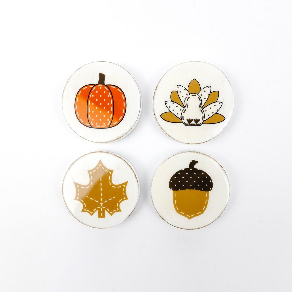 Magnet Set:  Leaf, Turkey, Acorn, Pumpkin 2.5x2.5x.5