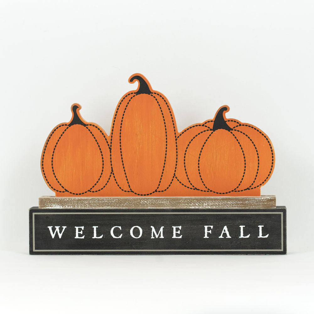 ONE REMAINING!  Reversible Happy Halloween/Welcome Solid Wood Fall Sign 14x9.75x1.5"