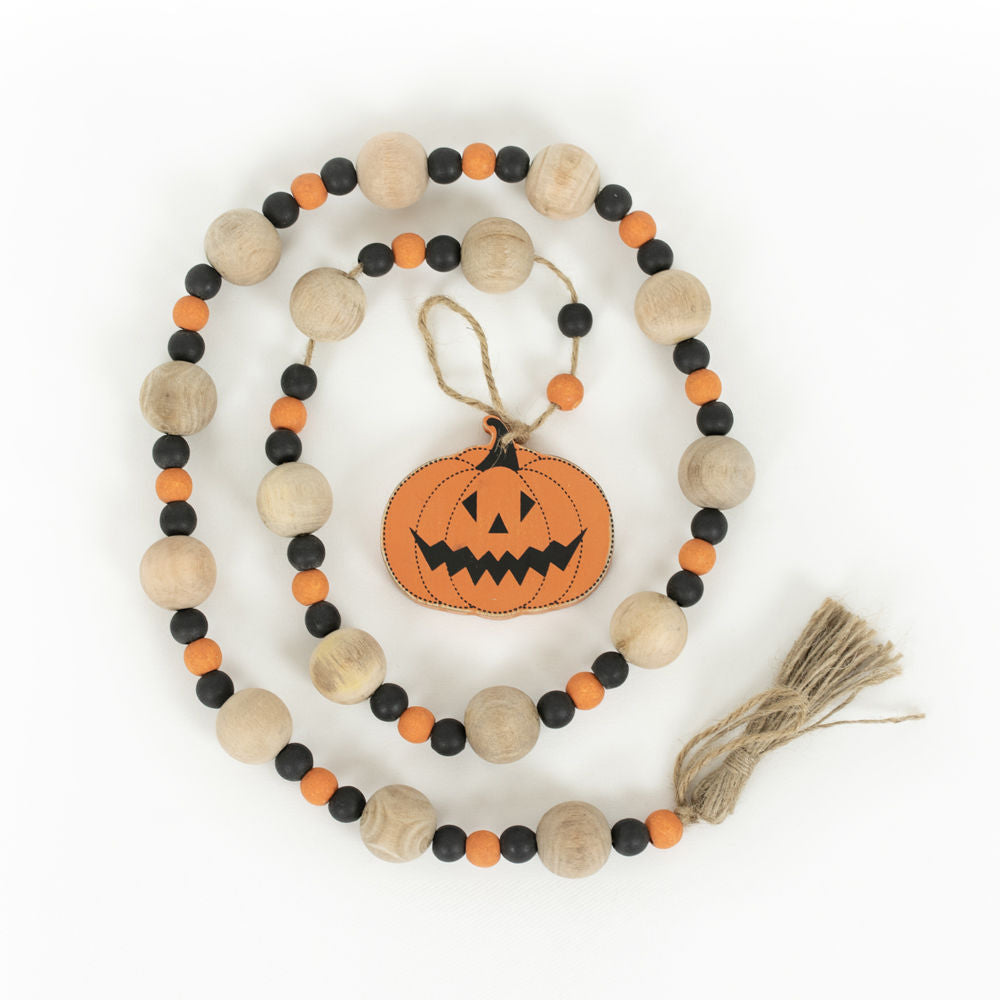 PUMPKIN wooden bead tassel garland 35x3x1