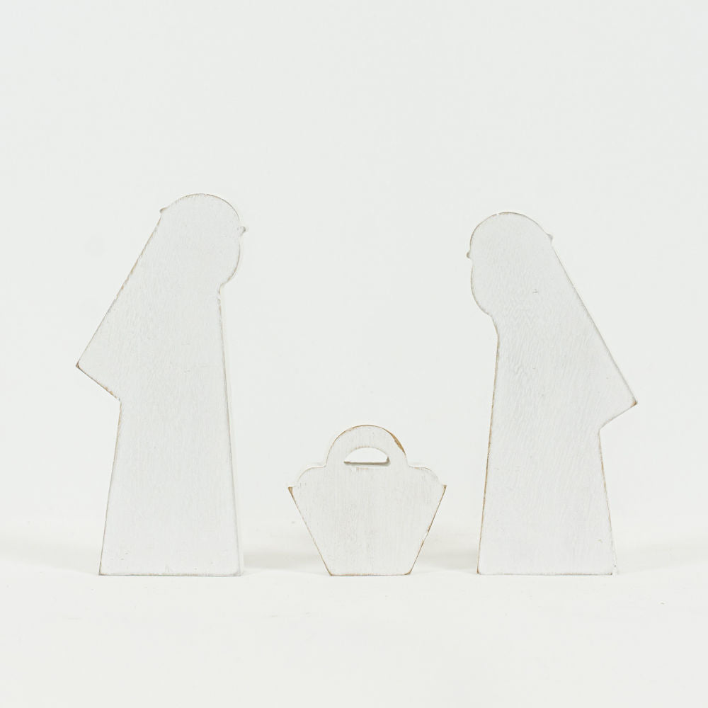 NATIVITY set of 3 piece wooden cutouts 9.75x8x1.5