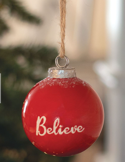 Red Ceramic Believe Ornament