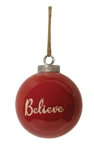 Red Ceramic Believe Ornament