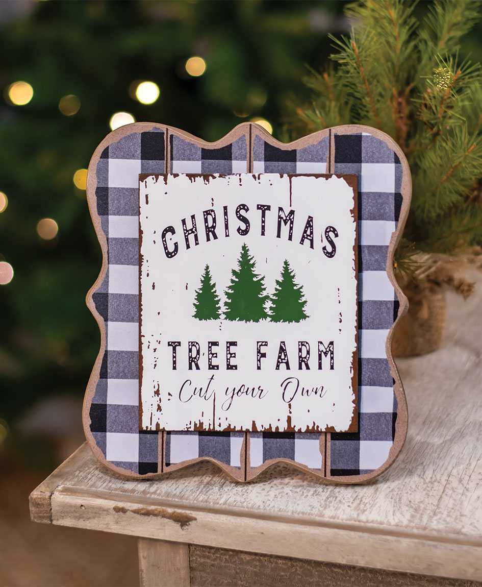 Christmas Tree Farm Buffalo Check Easel