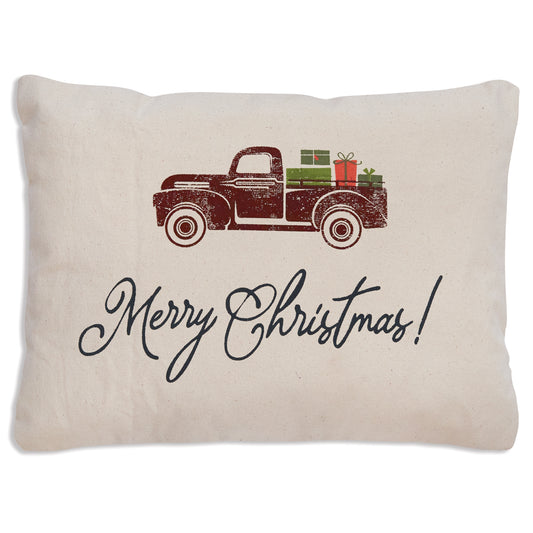 Double Sided Christmas Truck Throw Pillow