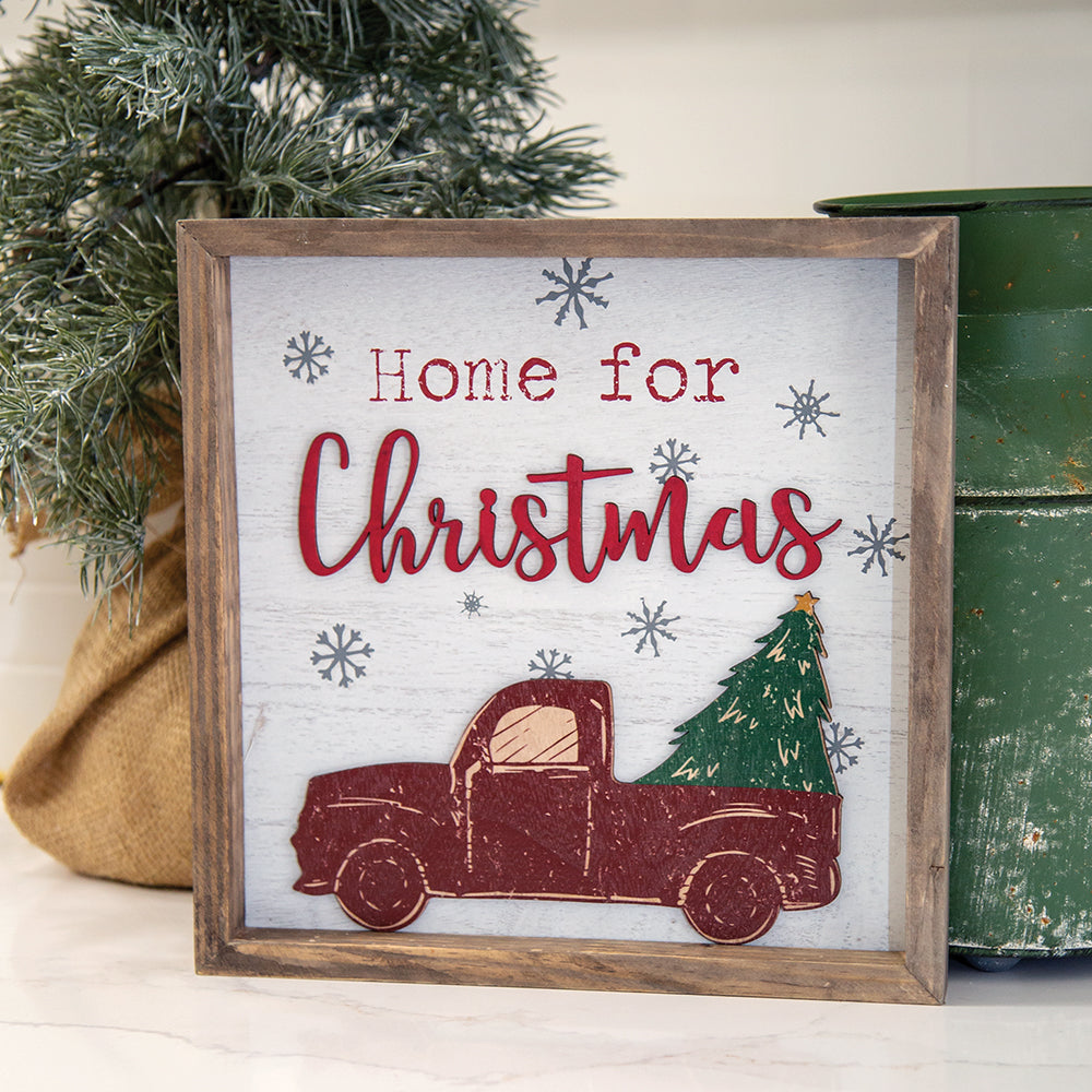 Home For Christmas Distressed Wooden Frame Sign