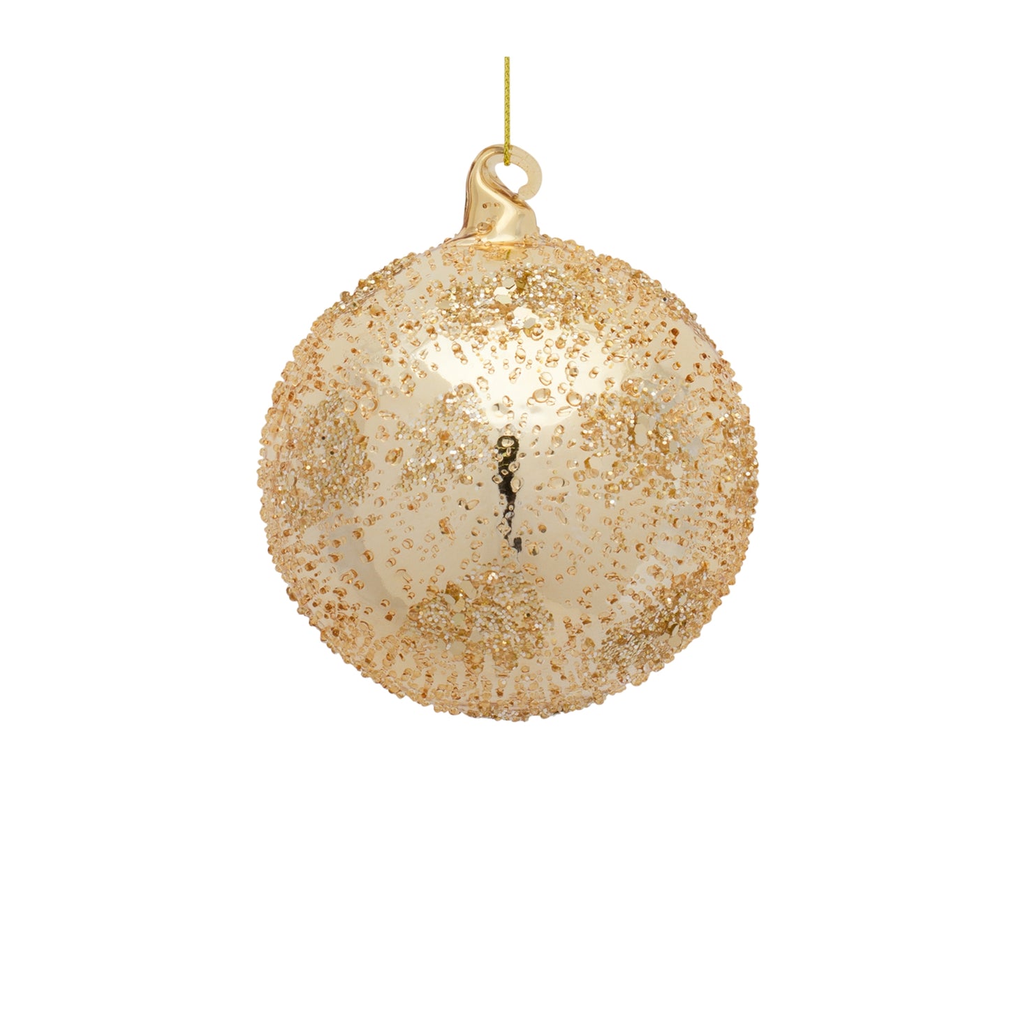 Gold & Glitter Large Glass Ornament Round or Finial:  5.25"H, 6.25"H