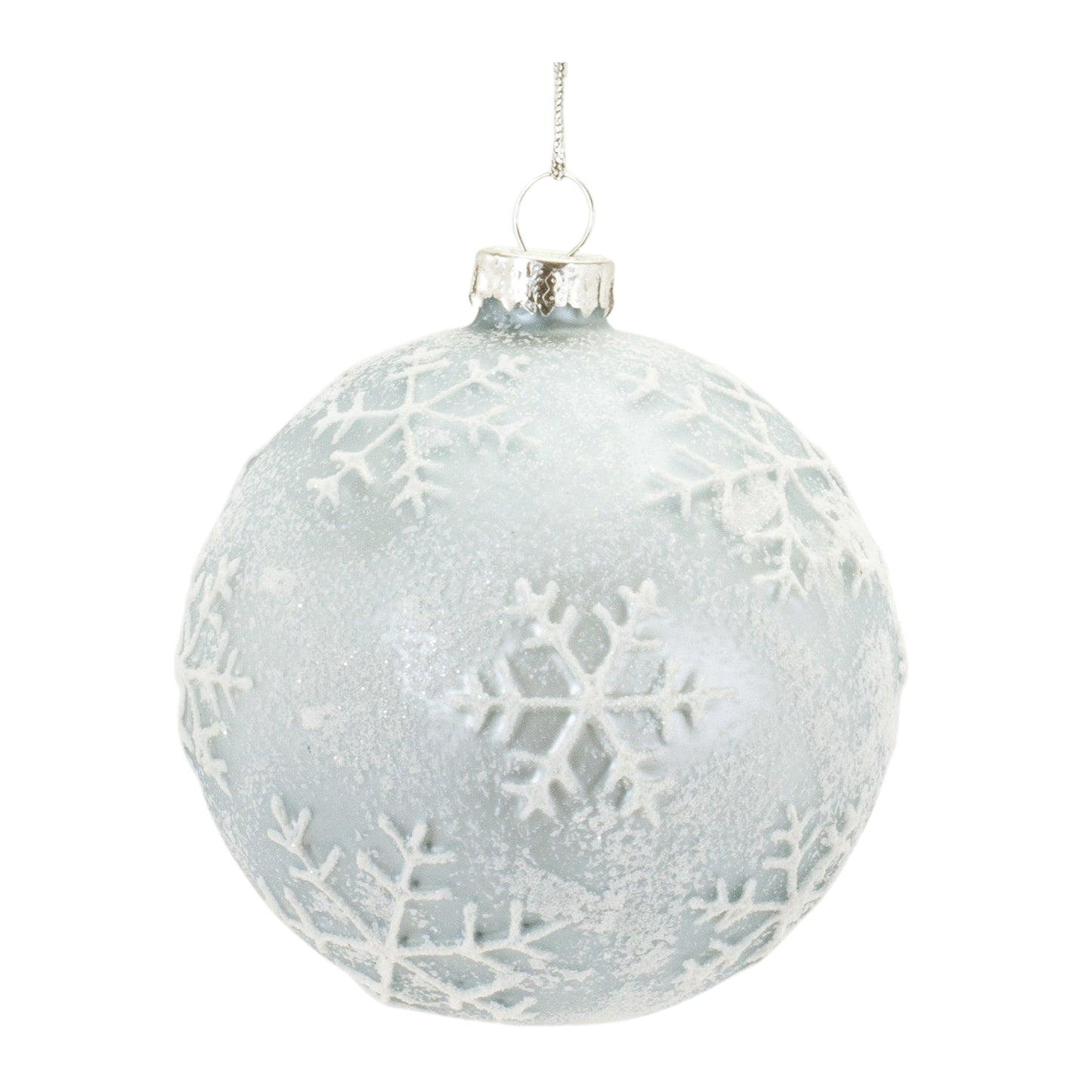 Shimmering Snowflake Ornament 3”D GLASS-Silver & White