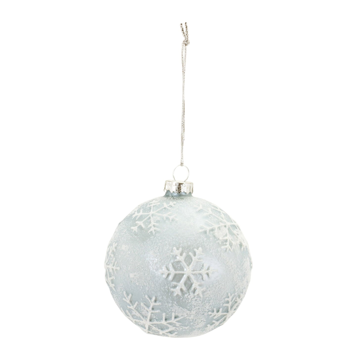 Shimmering Snowflake Ornament 3”D GLASS-Silver & White