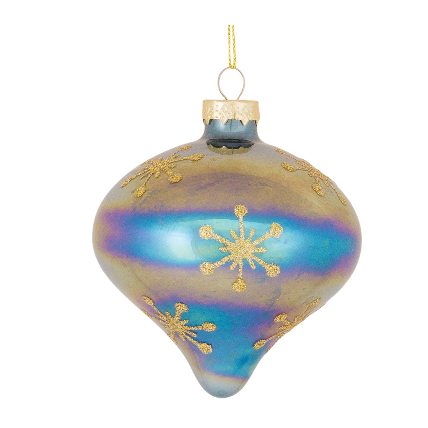 Large Fading Blue Multicolored Glass Ornaments  4".75"H, 4.75"H, 6"H