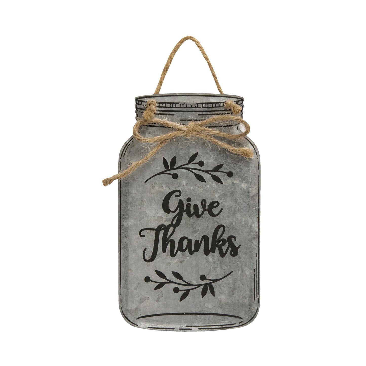 Give Thanks Metal Mason Jar Ornament