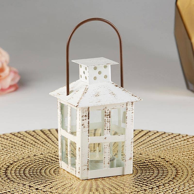 Vintage White Distressed Lantern - Small