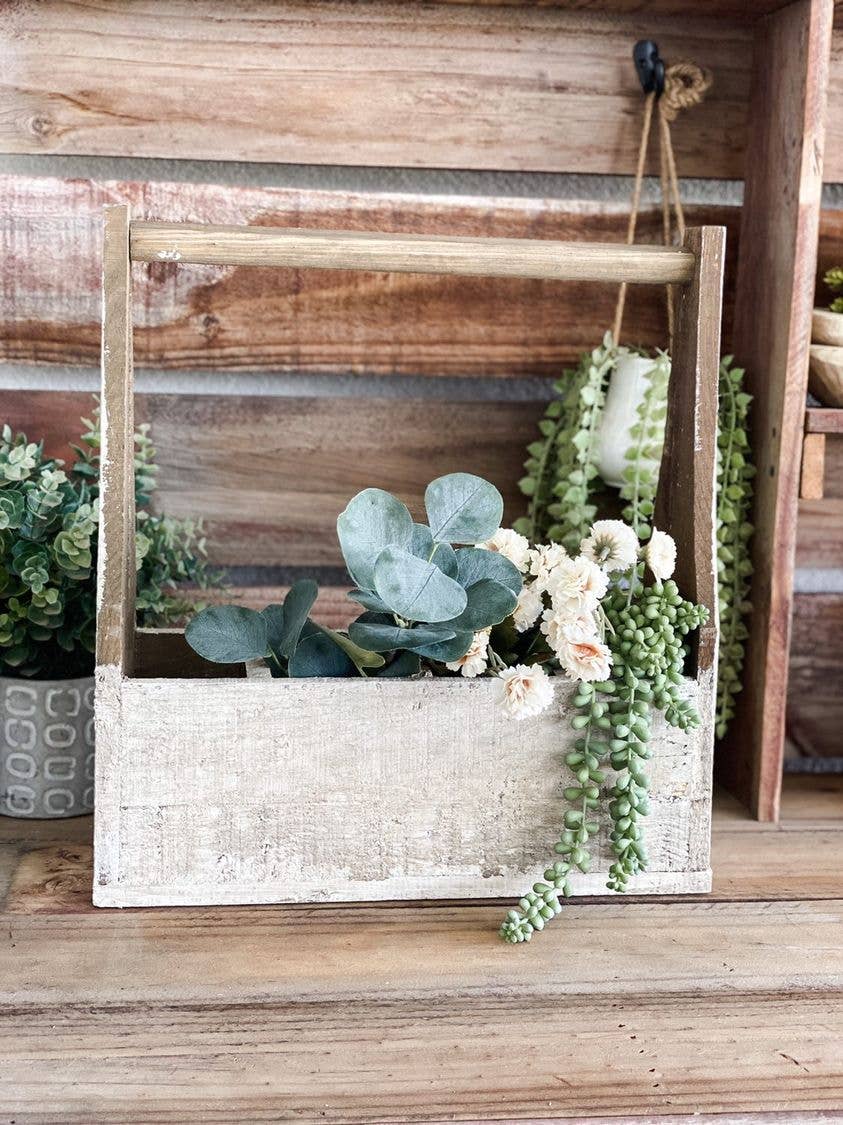 Wood Tool Box, Antique White, Handmade