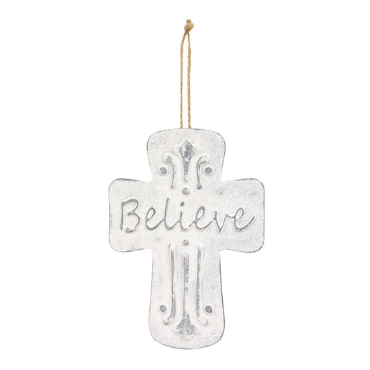 Believe Distressed Metal Cross